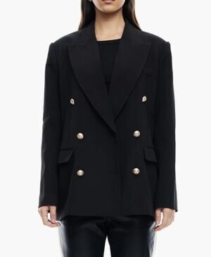 Lioness Blazer Womens Medium Black Tuxedo Double Breasted Gold Button Jacket